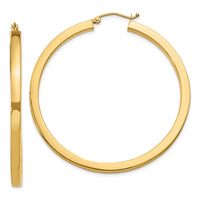 14k 3mm Polished Square Hoop Earrings-TE542