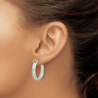 14k White Gold Polished Hoop Earring-TE557