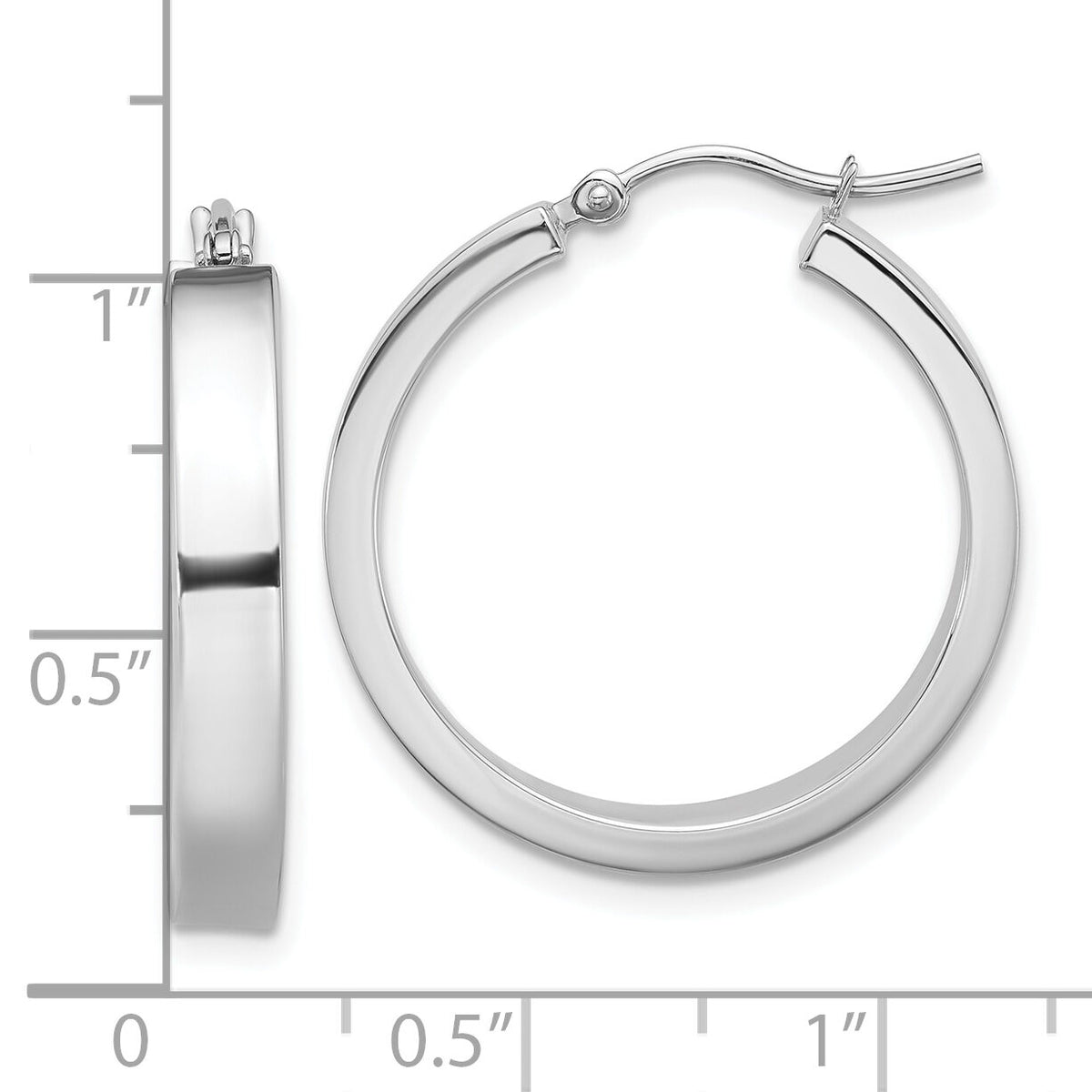 14k White Gold Polished Hoop Earring-TE557