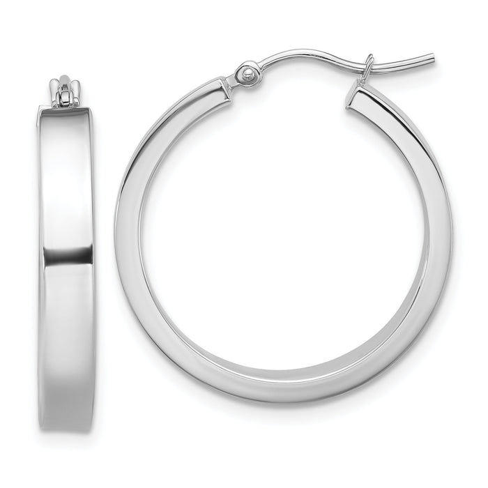 14k White Gold Polished Hoop Earring-TE557