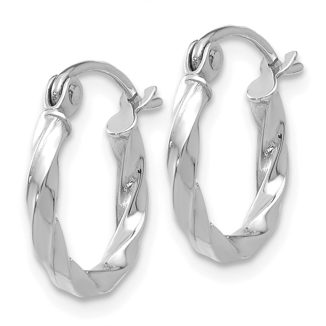 14k WG Twist Polished Hoop Earring-TE563
