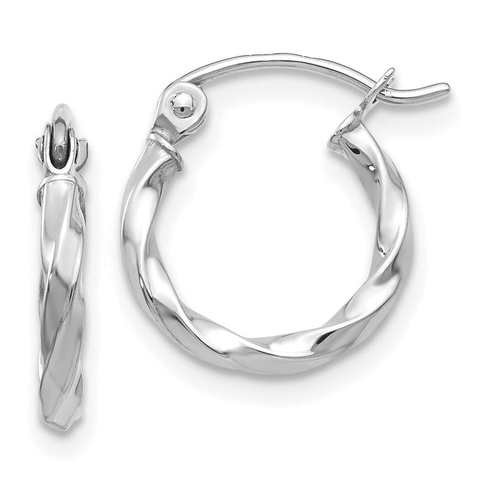 14k WG Twist Polished Hoop Earring-TE563