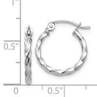 14k WG Twist Polished Hoop Earring-TE564