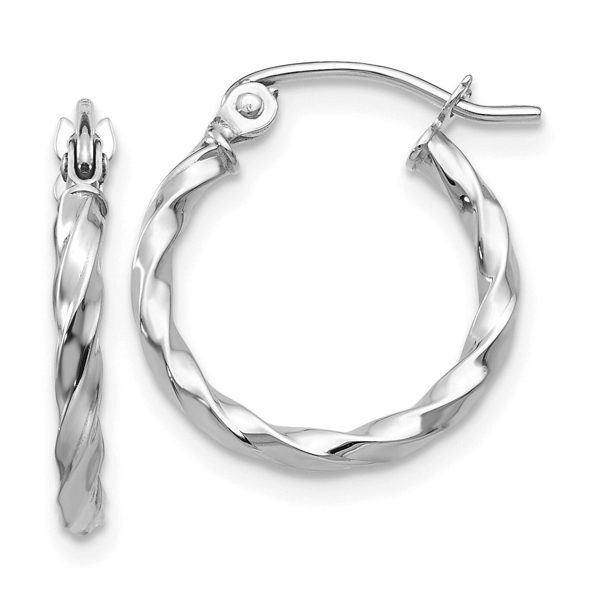 14k WG Twist Polished Hoop Earring-TE564