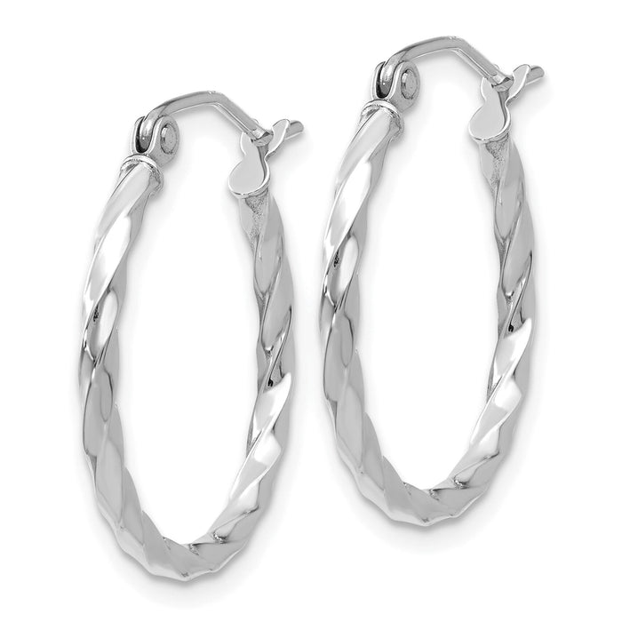 14k WG Twist Polished Hoop Earring-TE565