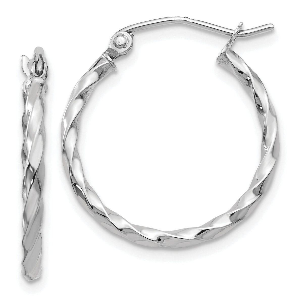 14k WG Twist Polished Hoop Earring-TE565