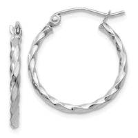 14k WG Twist Polished Hoop Earring-TE565