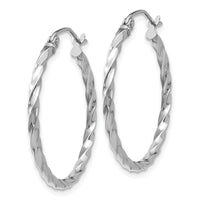 14k WG Twist Polished Hoop Earring-TE566