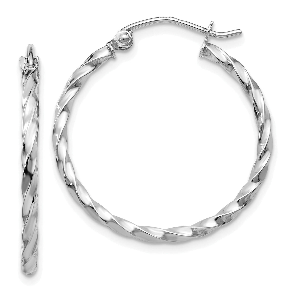 14k WG Twist Polished Hoop Earring-TE566