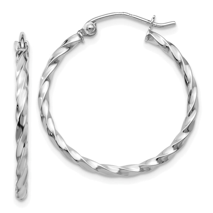 14k WG Twist Polished Hoop Earring-TE566