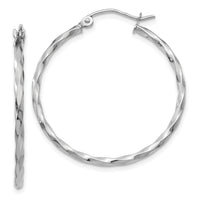 14k WG Twist Polished Hoop Earring-TE567
