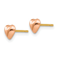 14K Rose Polished Heart Post Stud Earrings-TE597R
