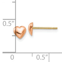 14K Rose Polished Heart Post Stud Earrings-TE597R