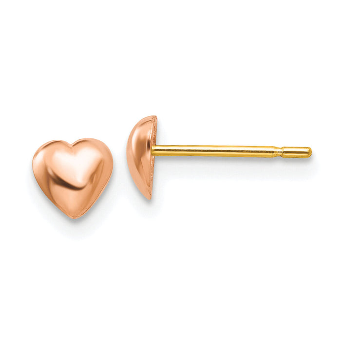 14K Rose Polished Heart Post Stud Earrings-TE597R