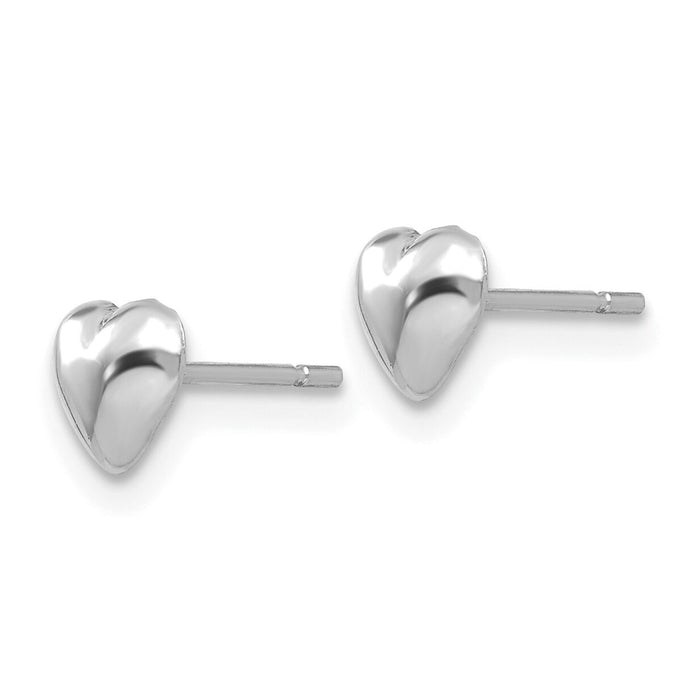 14K White Gold Polished Heart Post Earrings-TE597W