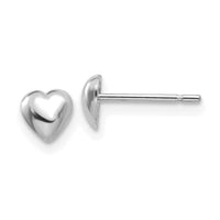 14K White Gold Polished Heart Post Earrings-TE597W