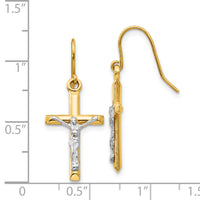 14k Two-tone Polished Crucifix Earrings-TE610