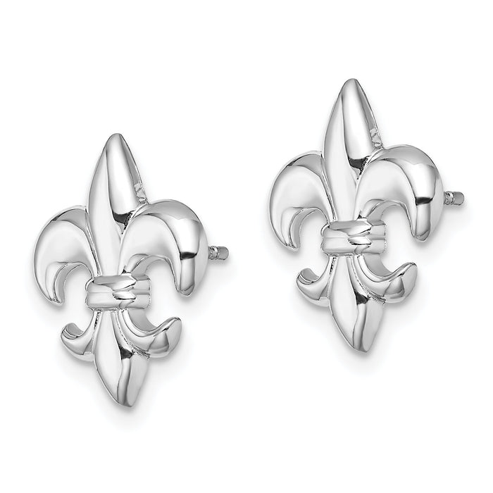 14K White Gold Small Fleur-De-Lis Post Earrings-TE619W