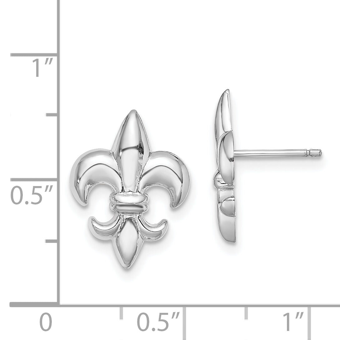 14K White Gold Small Fleur-De-Lis Post Earrings-TE619W