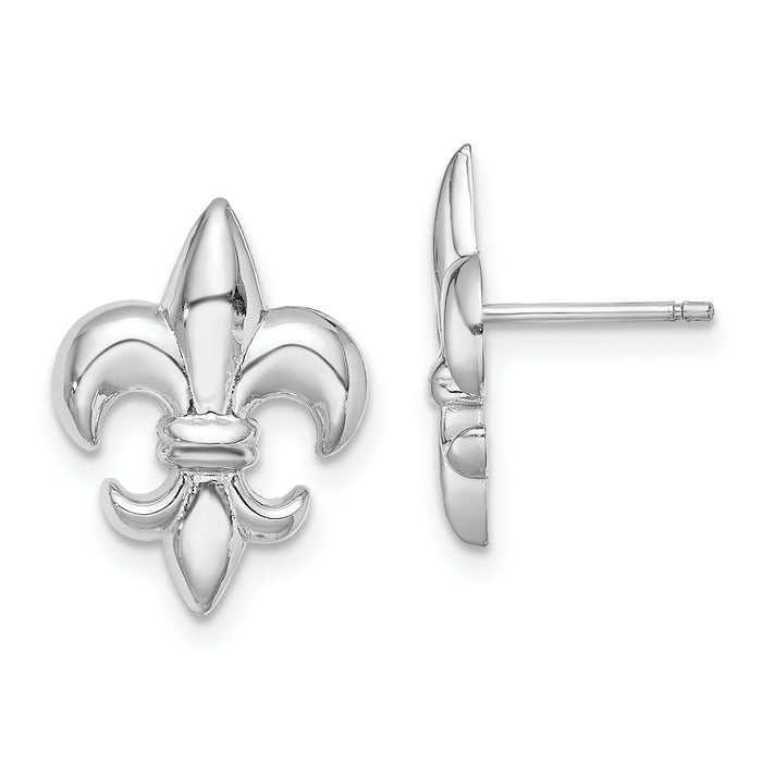 14K White Gold Small Fleur-De-Lis Post Earrings-TE619W
