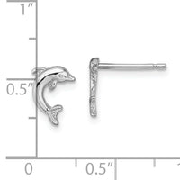 14K White Gold Mini Jumping Dolphin Post Earrings-TE620W