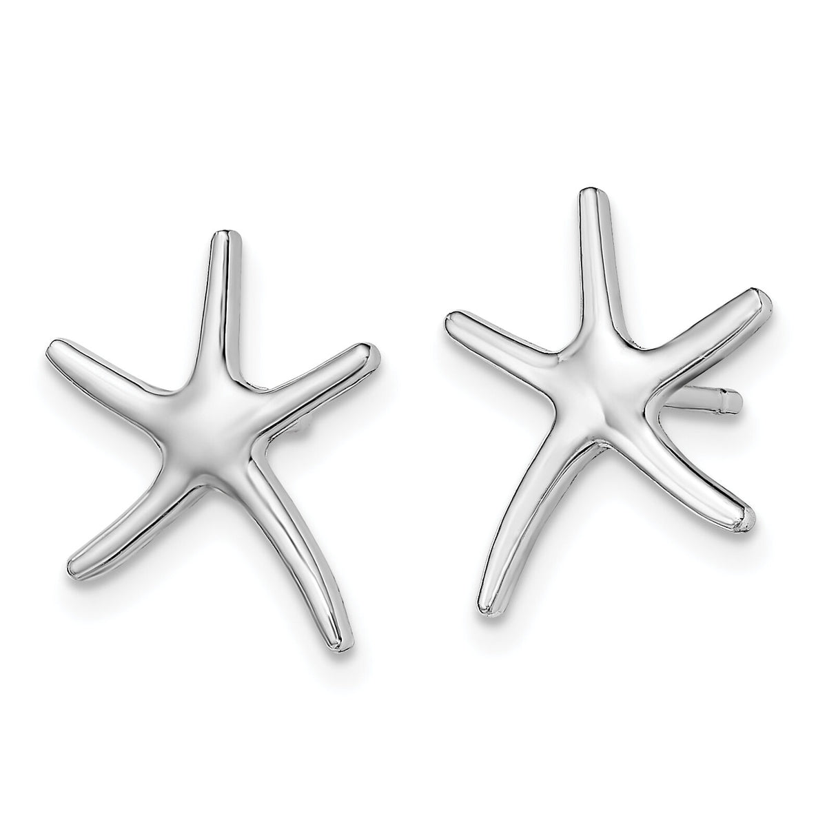 14K White Gold Polished Mini Starfish Earrings-TE624W