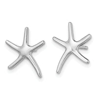 14K White Gold Polished Mini Starfish Earrings-TE624W