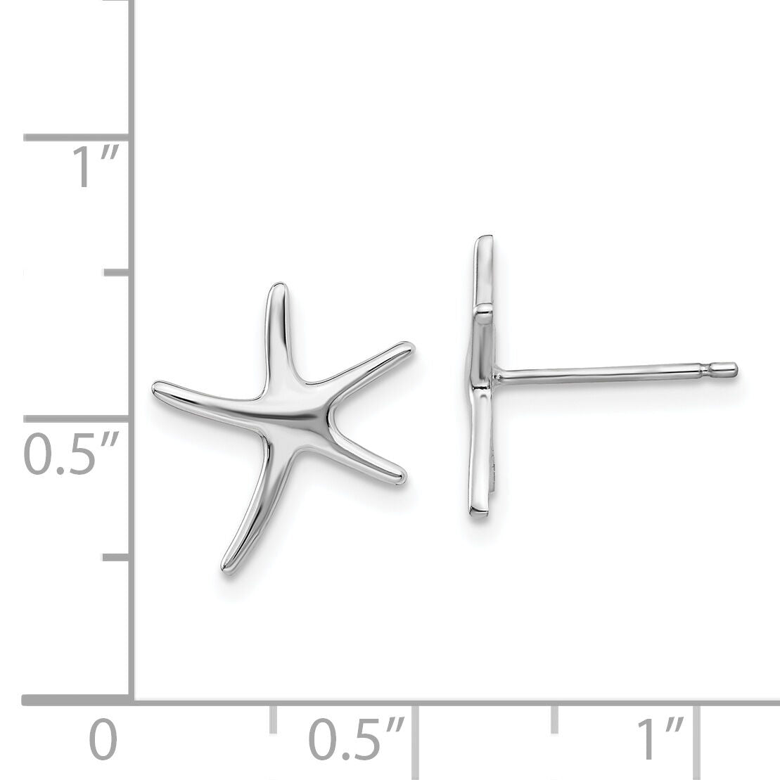 14K White Gold Polished Mini Starfish Earrings-TE624W