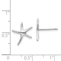 14K White Gold Polished Mini Starfish Earrings-TE624W