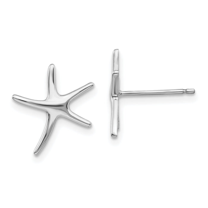 14K White Gold Polished Mini Starfish Earrings-TE624W