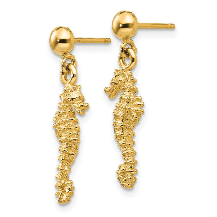14k Seahorse Dangle Earrings-TE626