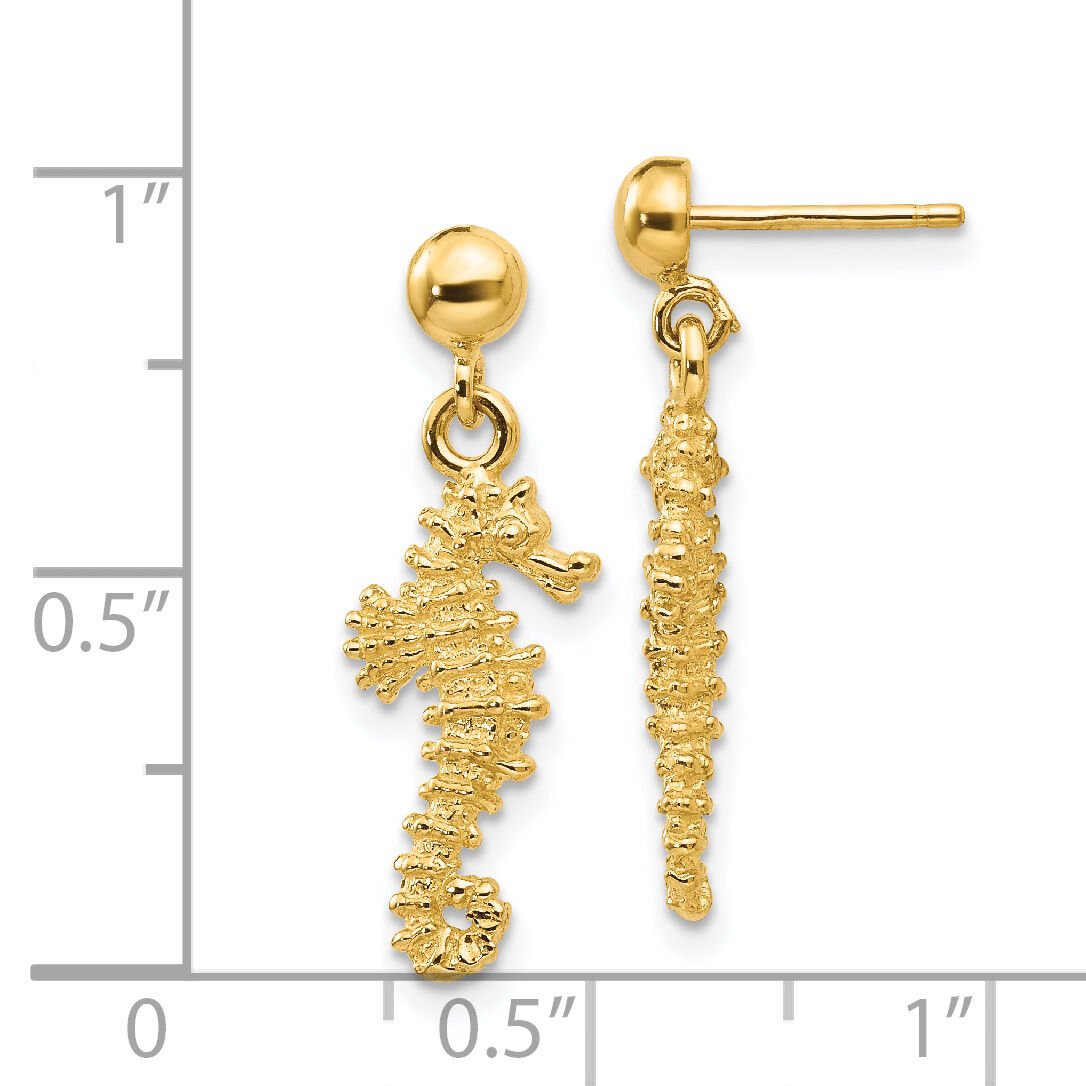 14k Seahorse Dangle Earrings-TE626