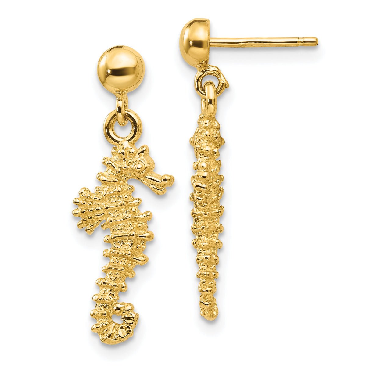14k Seahorse Dangle Earrings-TE626