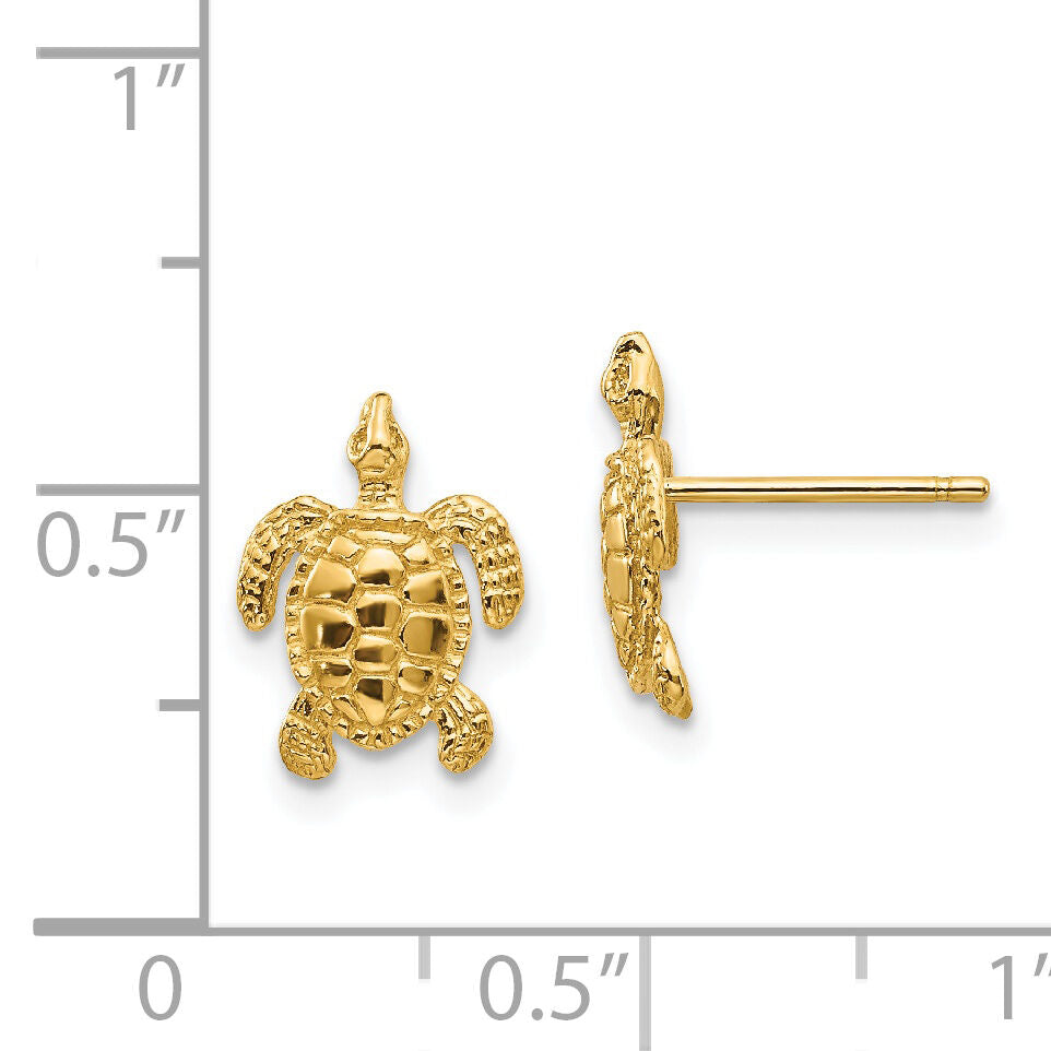 14k Sea Turtle Post Earrings-TE627