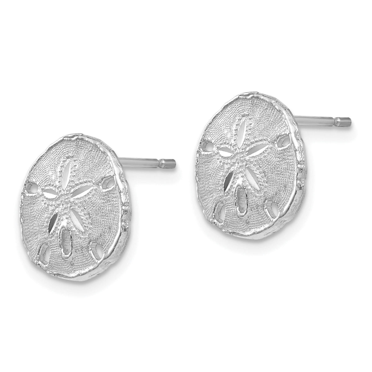 14k White Gold Sand Dollar Post Earrings-TE636W