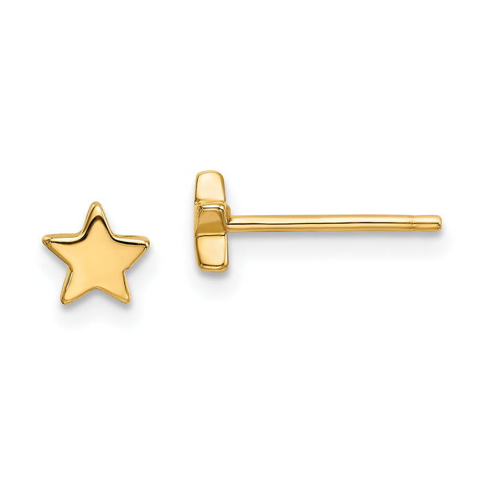14k Gold Polished Star Post Earrings-TE651