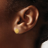 14k Satin Diamond-cut Sun Post Earrings-TE653