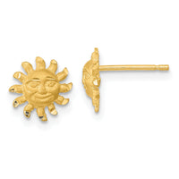 14k Satin Diamond-cut Sun Post Earrings-TE653