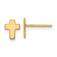 14k Gold Polished Cross Post Earrings-TE664