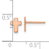 14k Rose Gold Polished Small Cross Post Earrings-TE664R