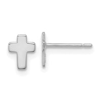 14k White Gold Polished Cross Post Earrings-TE664W