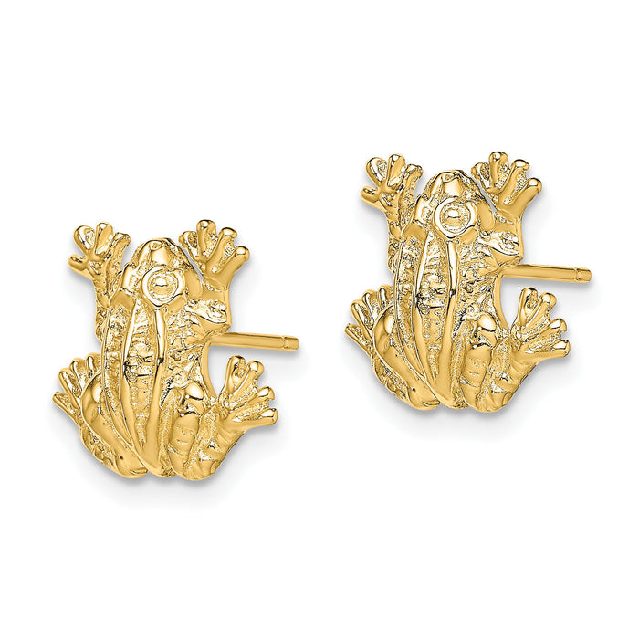 14K 2-D Leap Frog Post Earrings-TE670
