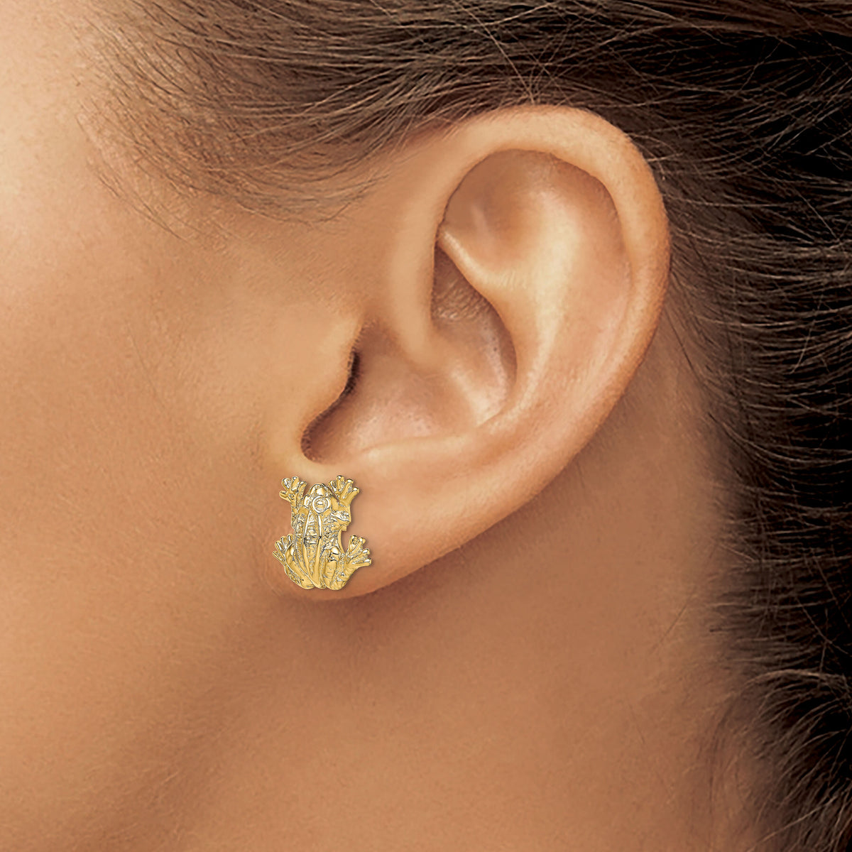 14K 2-D Leap Frog Post Earrings-TE670