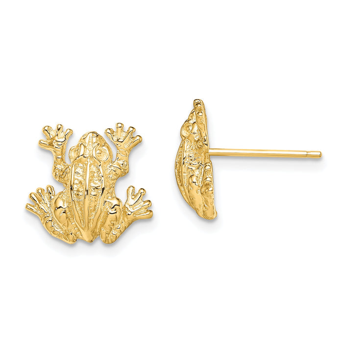 14K 2-D Leap Frog Post Earrings-TE670