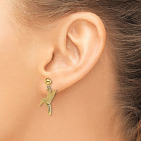14K Hummingbird Post Dangle Earrings-TE671