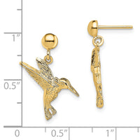 14K Hummingbird Post Dangle Earrings-TE671