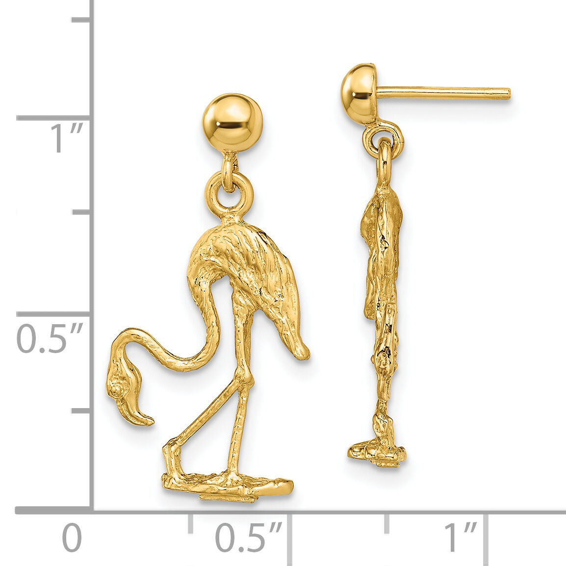 14K 3-D Flamingo Dangle Earrings-TE673