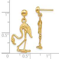 14K 3-D Flamingo Dangle Earrings-TE673