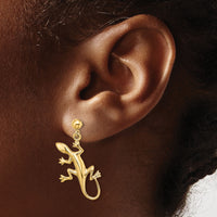 14K Polished Gecko Dangle Earrings-TE674