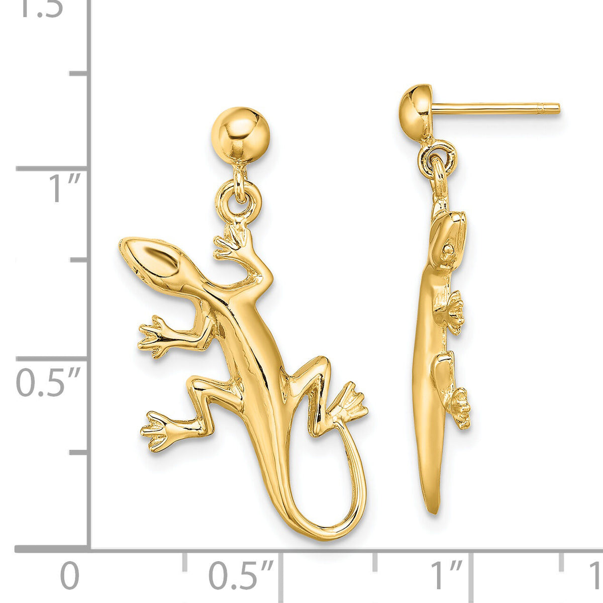 14K Polished Gecko Dangle Earrings-TE674
